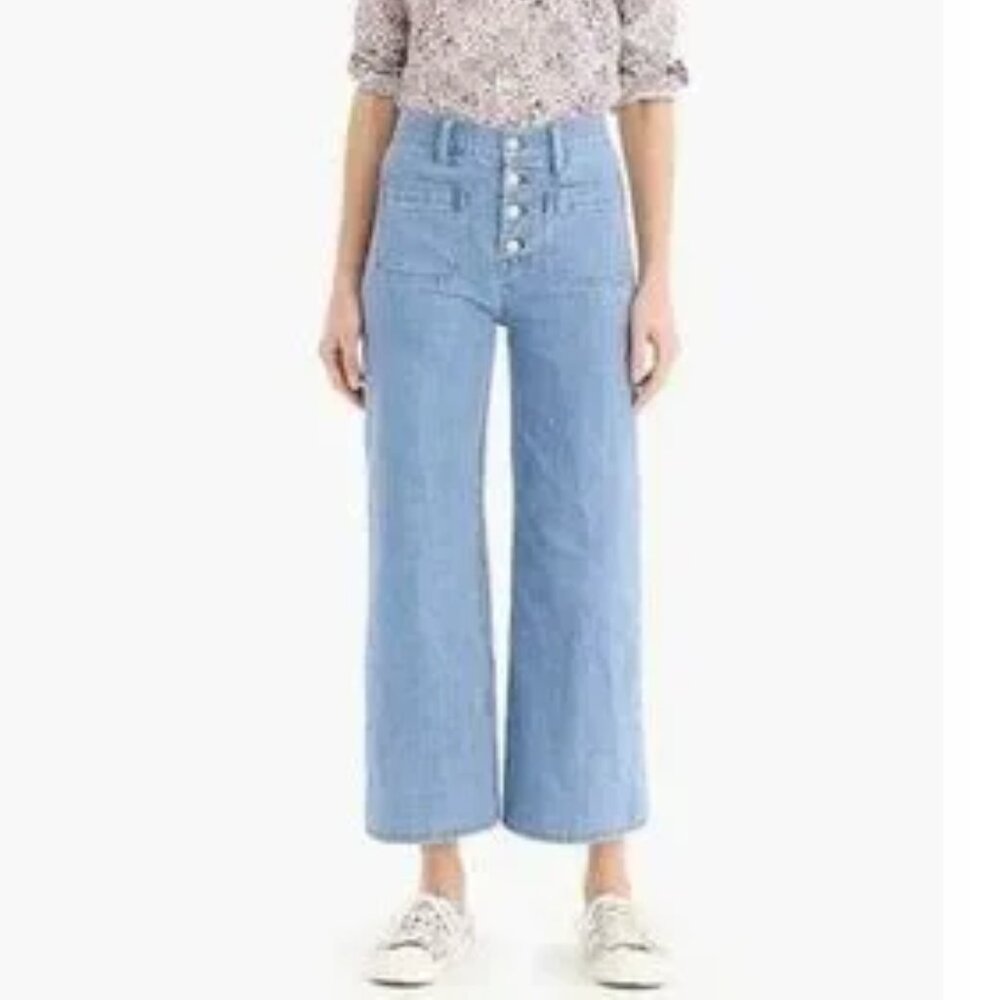 J Crew Point Sur wide-leg crop jeans clean light wash Item K8402 size 26